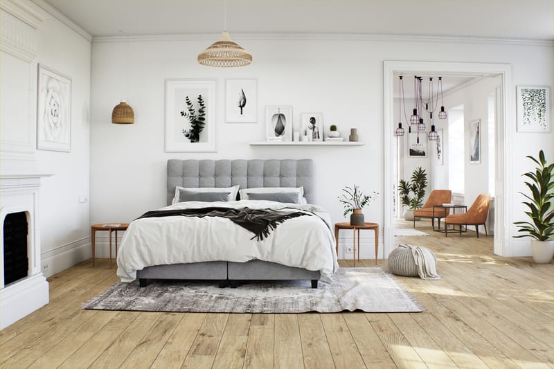 Komplett Sängpaket Boxford Säng med Förvaring 180x200 - Ljusgrå (+Fler val) - Möbler - Säng - Kontinentalsäng