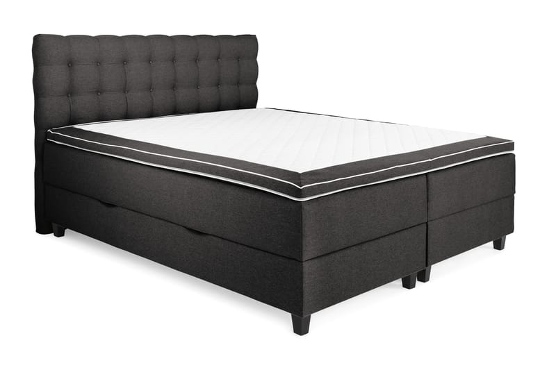 Komplett Sängpaket Boxford Säng med Förvaring 180x200 - Mörkgrå (+Fler val) - Kontinentalsäng - Dubbelsäng - Komplett sängpaket