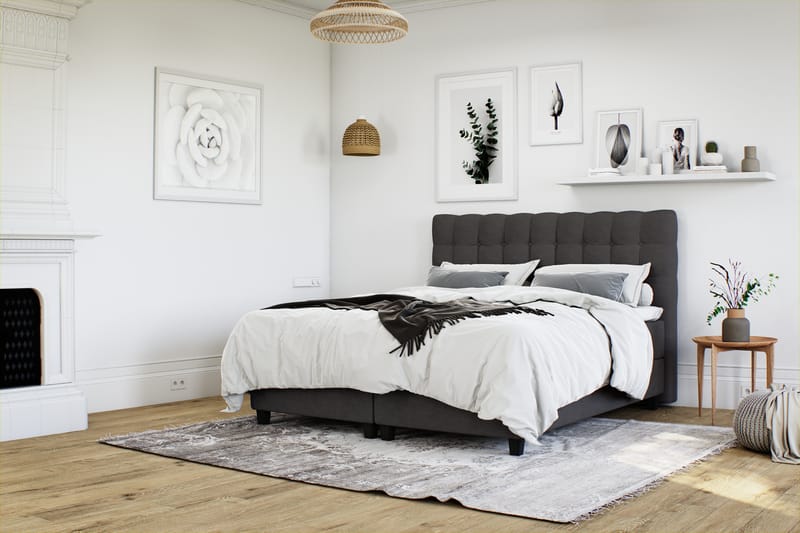 Komplett Sängpaket Boxford Säng med Förvaring 180x200 - Mörkgrå (+Fler val) - Möbler - Säng - Kontinentalsäng