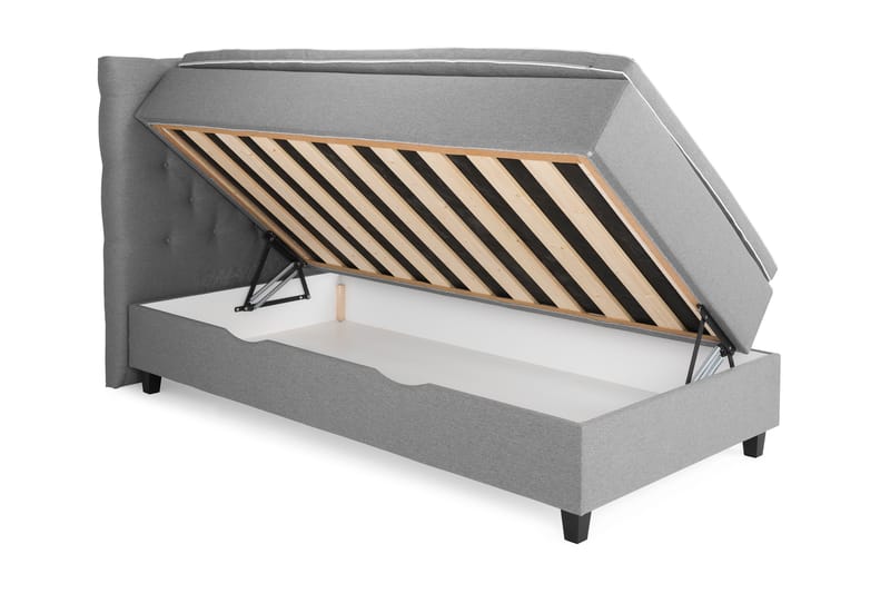 Komplett Sängpaket Boxford Säng med Förvaring 90x200 - Ljusgrå (+Fler val) - Kontinentalsäng - Komplett sängpaket