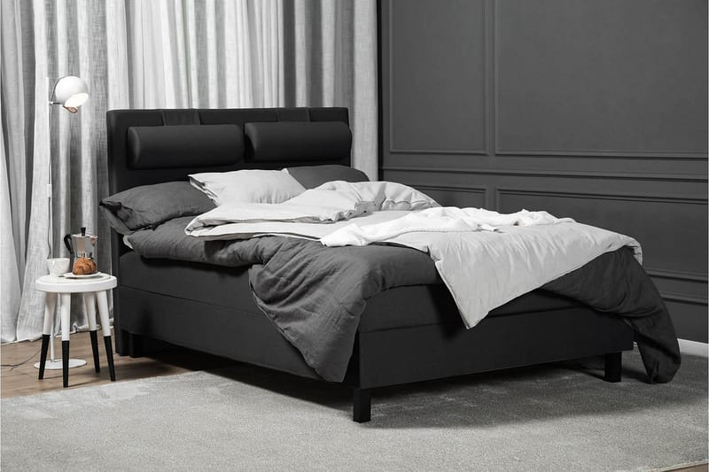 Komplett Sängpaket Chilla 140x200 Latex Slät Sänggavel - Svart|Grå - Möbler - Säng - Kontinentalsäng