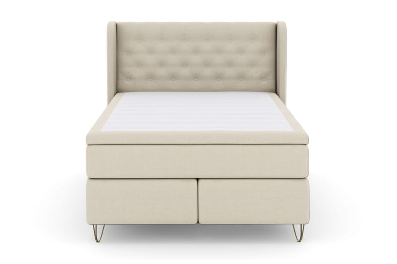 Komplett Sängpaket Choice No 4 140x200 Fast/Medium - Beige|Metall V-form - Kontinentalsäng - Komplett sängpaket