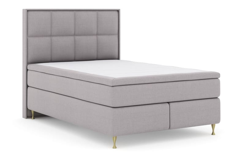 Komplett Sängpaket Choice No 4 140x200 Fast/Medium - Ljusgrå|Guld - Kontinentalsäng - Komplett sängpaket