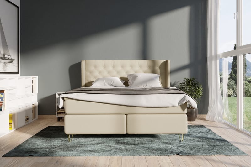Komplett Sängpaket Choice No 4 180x200 Fast - Beige|Metall V-form - Möbler - Säng - Kontinentalsäng