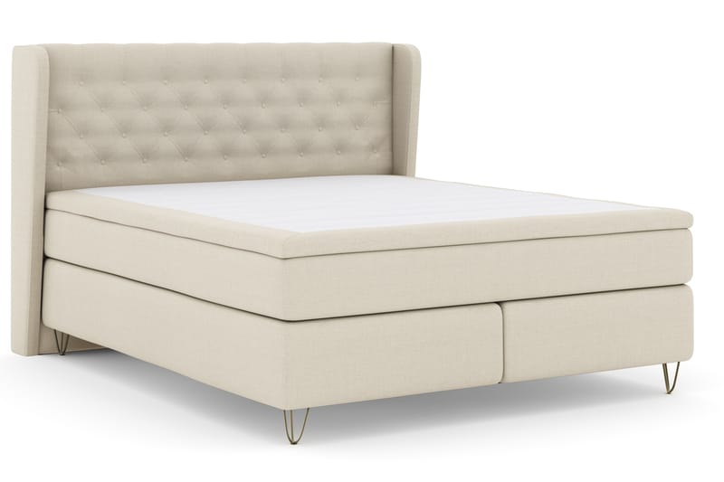 Komplett Sängpaket Choice No 4 180x200 Fast - Beige|Metall V-form - Kontinentalsäng - Dubbelsäng - Komplett sängpaket