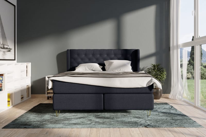 Komplett Sängpaket Choice No 4 180x200 Fast - Blå|Metall V-form - Möbler - Säng - Kontinentalsäng