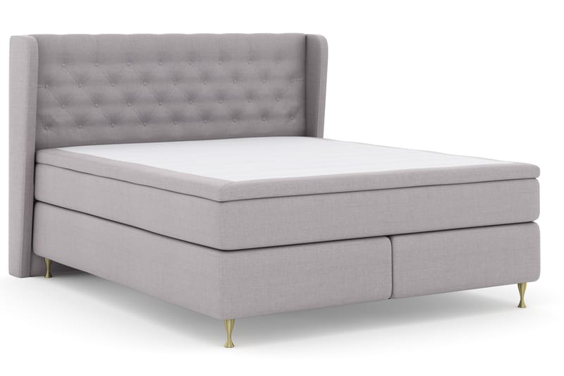 Komplett Sängpaket Choice No 4 180x200 Fast - Ljusgrå|Guld - Kontinentalsäng - Dubbelsäng - Komplett sängpaket