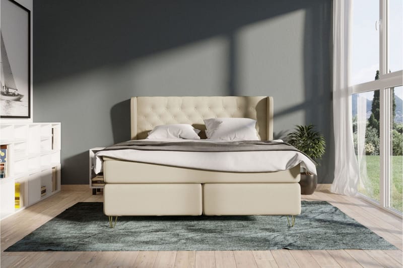 Komplett Sängpaket Choice No 6 140x200 Medium Latex/Memory - Beige|Silver - Kontinentalsäng - Komplett sängpaket