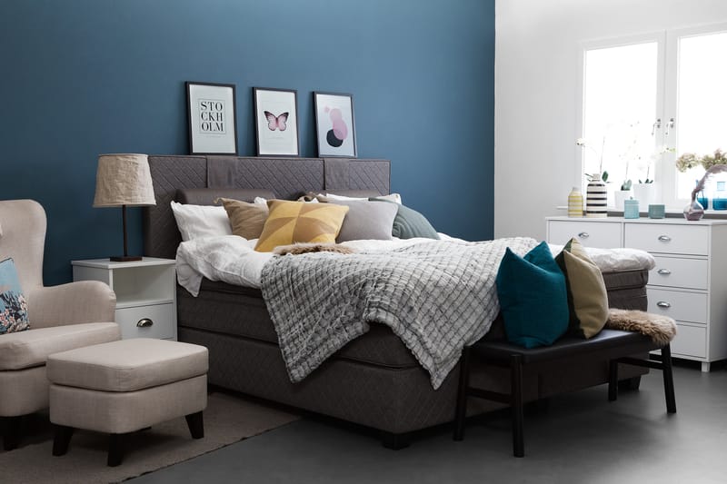 Komplett Sängpaket Diamond 180x200 cm Grå - Memory - Möbler - Säng - Kontinentalsäng