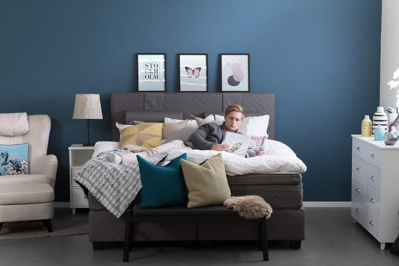Komplett Sängpaket Diamond 180x200 cm Grå - Memory - Möbler - Säng - Kontinentalsäng