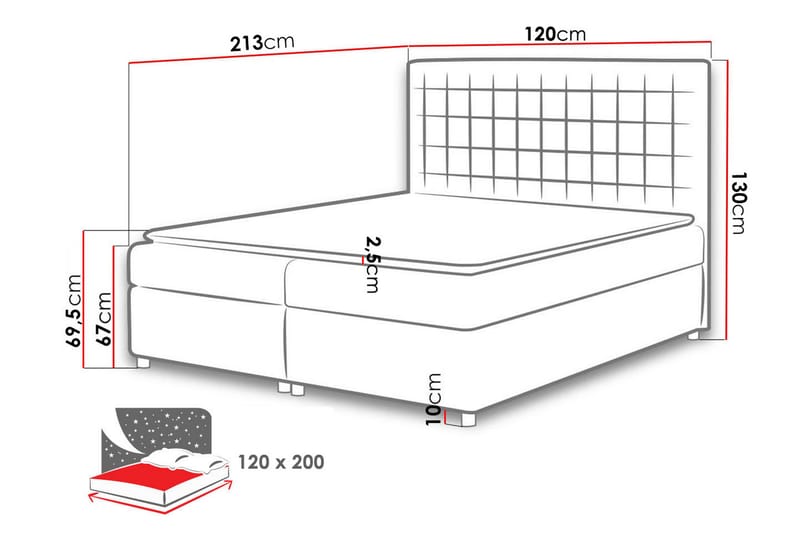Komplett Sängpaket Emerita 120x200 cm - Svart - Kontinentalsäng - Komplett sängpaket