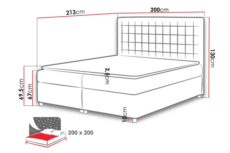 Komplett Sängpaket Emerita 200x200 cm - Vit - Kontinentalsäng - Komplett sängpaket