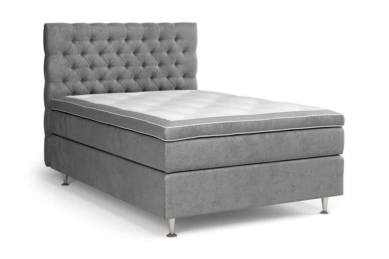 Komplett Sängpaket Estelle 120x200 cm - Grå|Sammet - Kontinentalsäng - Komplett sängpaket