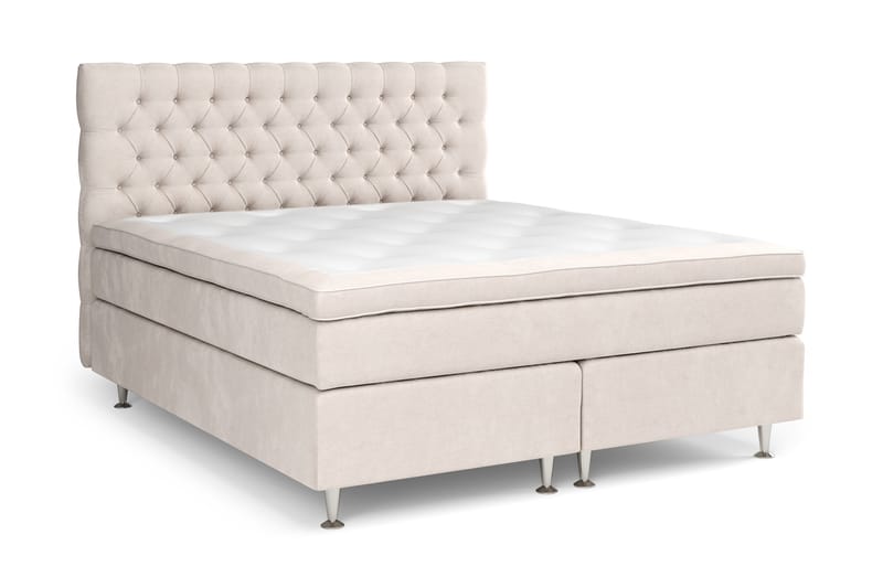 Komplett Sängpaket Estelle 160x200 cm - Beige|Sammet - Kontinentalsäng - Dubbelsäng