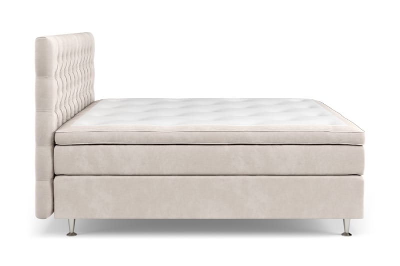 Komplett Sängpaket Estelle 160x200 cm - Beige|Sammet - Kontinentalsäng - Dubbelsäng - Komplett sängpaket