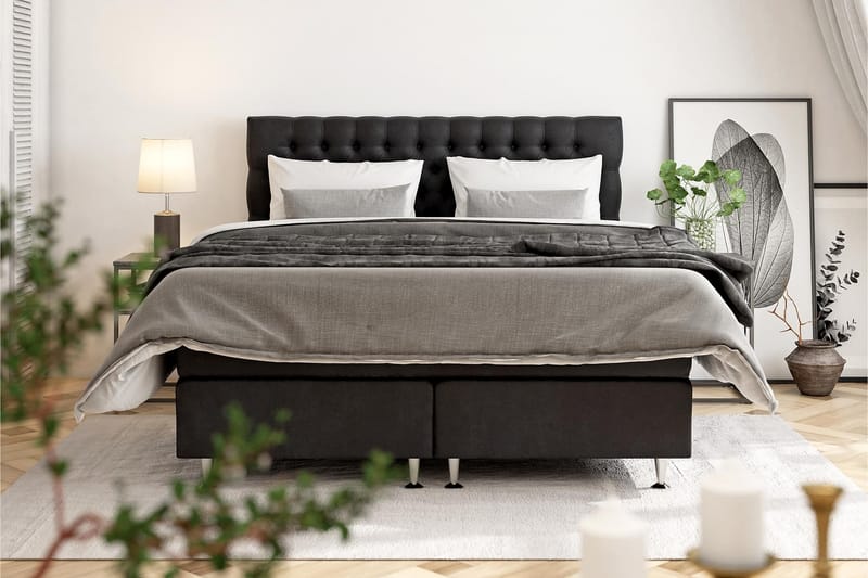 Komplett Sängpaket Estelle 180x200 cm - Svart - Kontinentalsäng
