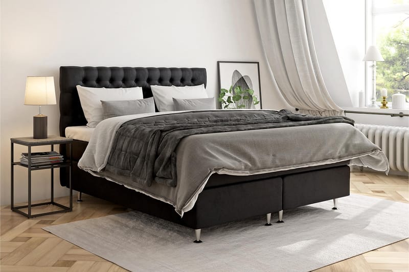 Komplett Sängpaket Estelle 180x200 cm - Svart - Kontinentalsäng