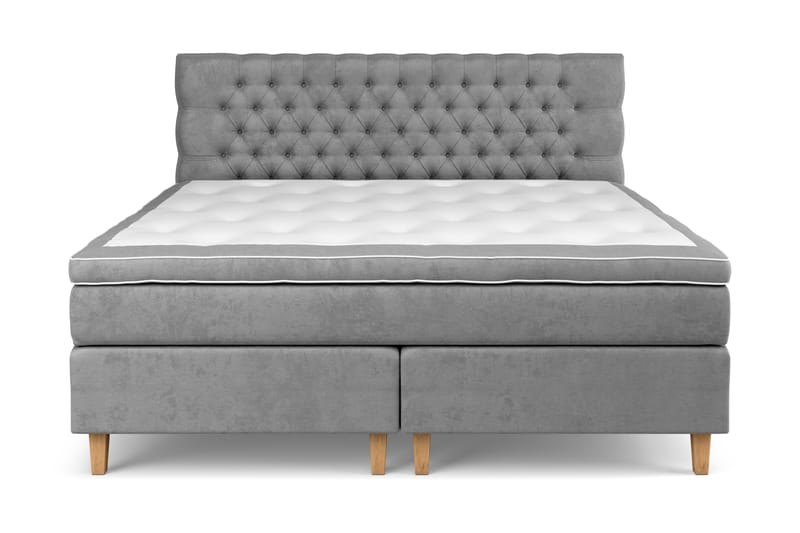 Komplett Sängpaket Estelle 210x210 cm - Grå|Sammet - Kontinentalsäng - Komplett sängpaket
