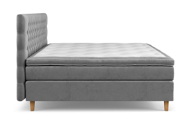 Komplett Sängpaket Estelle 210x210 cm - Grå|Sammet - Kontinentalsäng - Komplett sängpaket