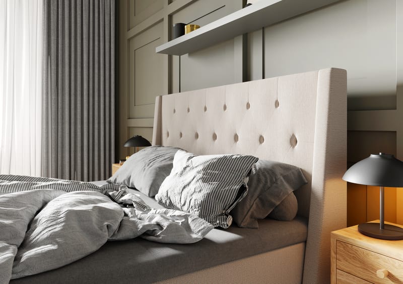 Komplett Sängpaket Langham 180x200 cm Beige - Beige - Kontinentalsäng - Dubbelsäng - Komplett sängpaket