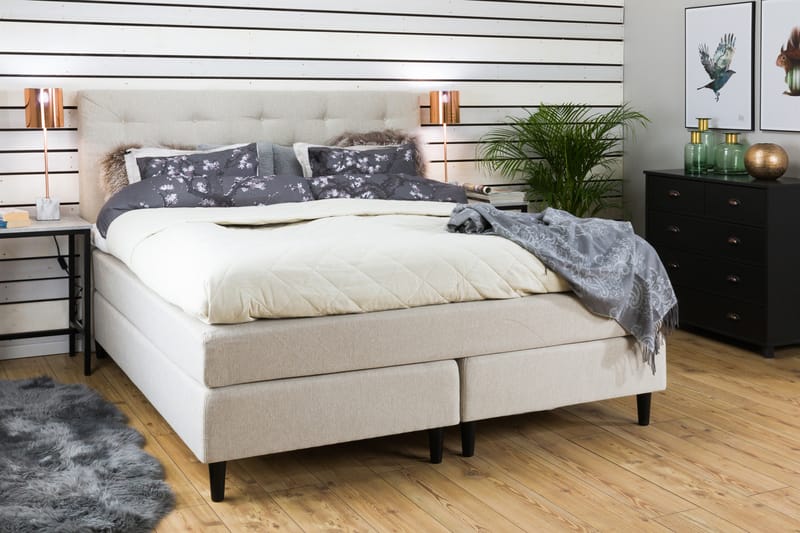 Komplett Sängpaket Laze Deluxe 160x200 Beige - Beige - Komplett sängpaket - Kontinentalsäng - Dubbelsäng
