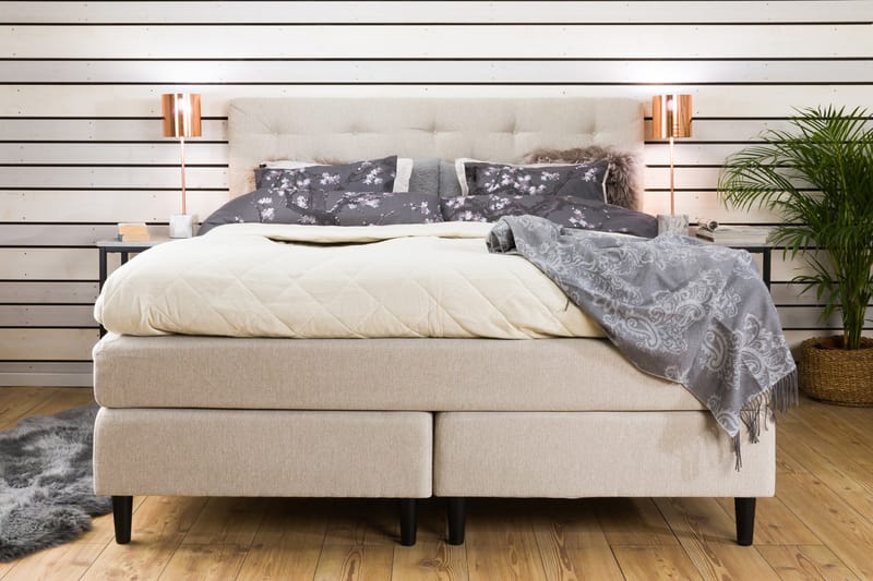 Komplett Sängpaket Laze Deluxe 160x200 Beige - Beige - Kontinentalsäng - Dubbelsäng - Komplett sängpaket