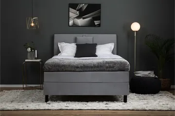 Komplett Sängpaket Lucky 120x200 Slät Sänggavel Mellangrå - Polyeter Nackkudde Liten - Möbler - Säng - Enkelsäng