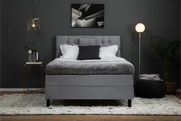 Komplett Sängpaket Lucky 140x200 Diamant Sänggavel Ljusgrå - Polyeter - Möbler - Säng - Kontinentalsäng