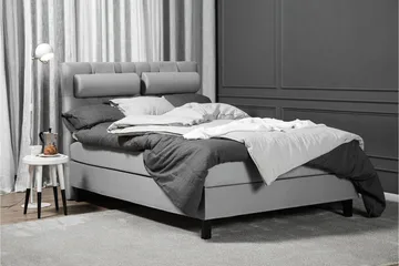 Komplett Sängpaket Lucky 140x200 Diamant Sänggavel Ljusgrå - Polyeter Nackkudde Stor - Möbler - Säng - Kontinentalsäng