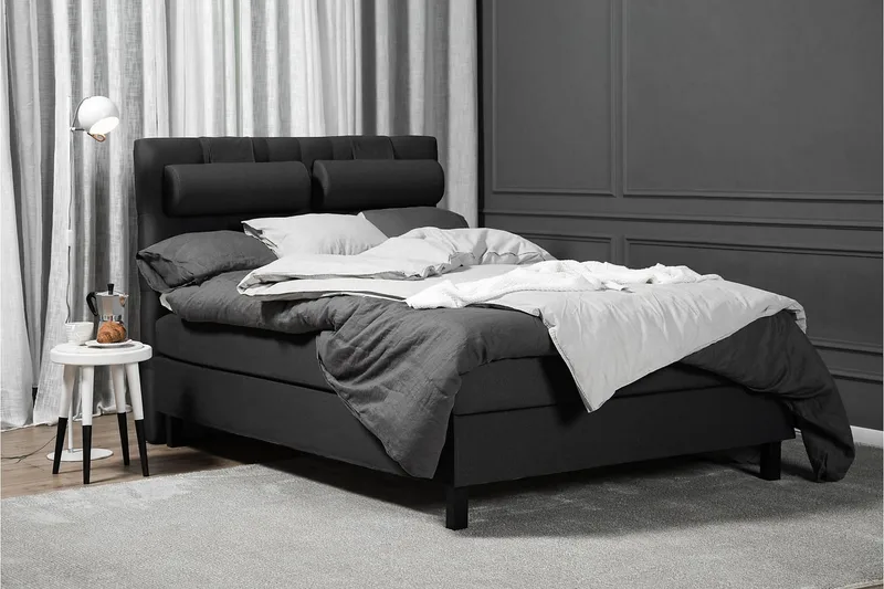 Komplett Sängpaket Lucky 140x200 Diamant Sänggavel Svart/Gr - Latex Nackkudde Stor - Möbler - Säng - Kontinentalsäng