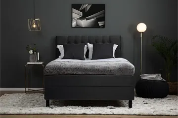 Komplett Sängpaket Lucky 140x200 Diamant Sänggavel Svart/Gr - Polyeter - Möbler - Säng - Kontinentalsäng