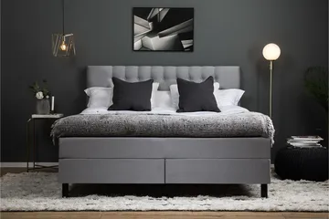 Komplett Sängpaket Lucky 160x200 Diamant Sänggavel Ljusgrå - Polyeter - Möbler - Säng - Kontinentalsäng