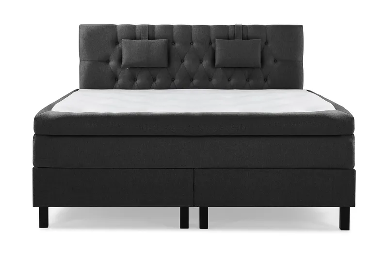 Komplett Sängpaket Lucky 160x200 Diamant Sänggavel Svart/Gr, Memory Nackkudde Liten