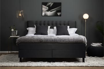 Komplett Sängpaket Lucky 160x200 Diamant Sänggavel Svart/Gr - Polyeter - Möbler - Säng - Kontinentalsäng