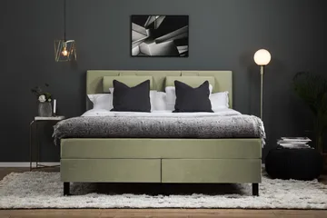 Komplett Sängpaket Lucky 160x200 Slät Sänggavel Grön - Skum Nackkudde Stor - Möbler - Säng - Kontinentalsäng