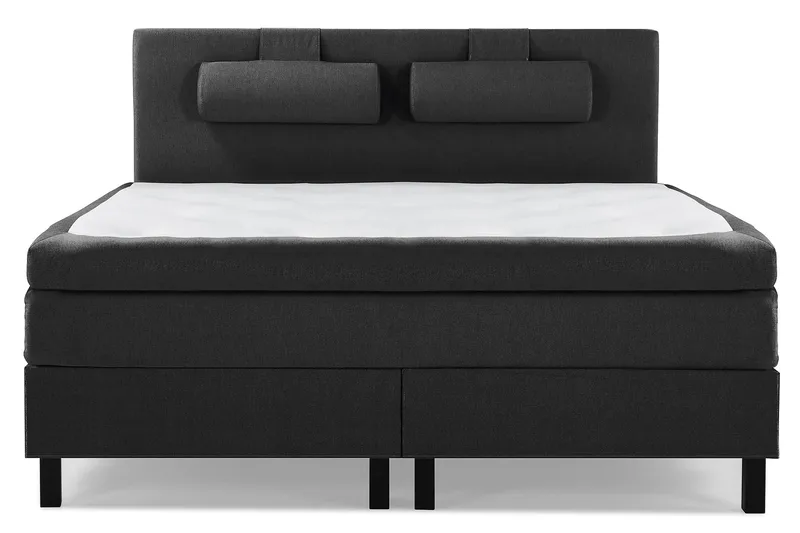Komplett Sängpaket Lucky 160x200 Slät Sänggavel Svart/Grå, Polyeter Nackkudde Stor