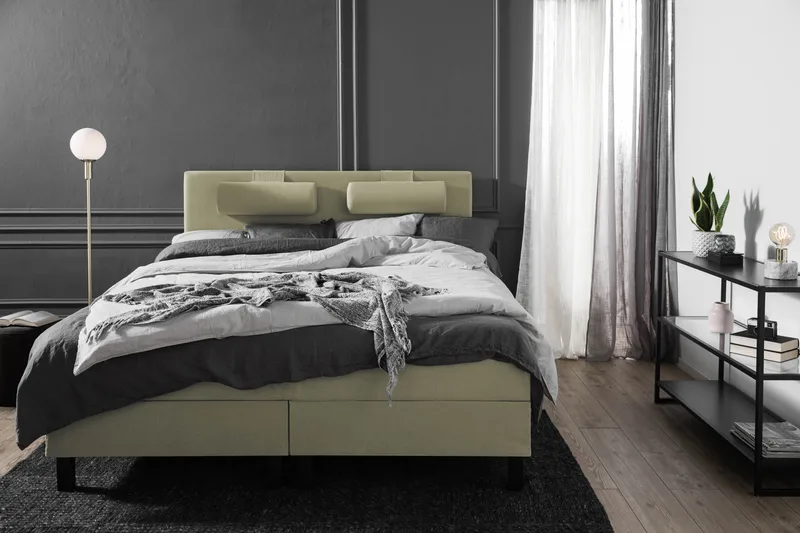 Komplett Sängpaket Lucky 180x200 Slät Sänggavel Grön - Latex Nackkudde Liten - Möbler - Säng - Kontinentalsäng