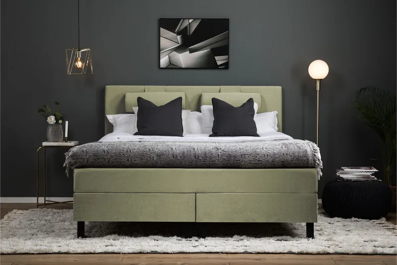 Komplett Sängpaket Lucky 180x200 Slät Sänggavel Grön - Latex Nackkudde Liten - Möbler - Säng - Kontinentalsäng