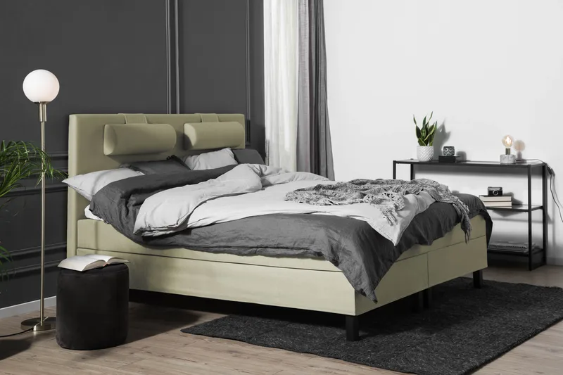 Komplett Sängpaket Lucky 180x200 Slät Sänggavel Grön, Latex Nackkudde Liten