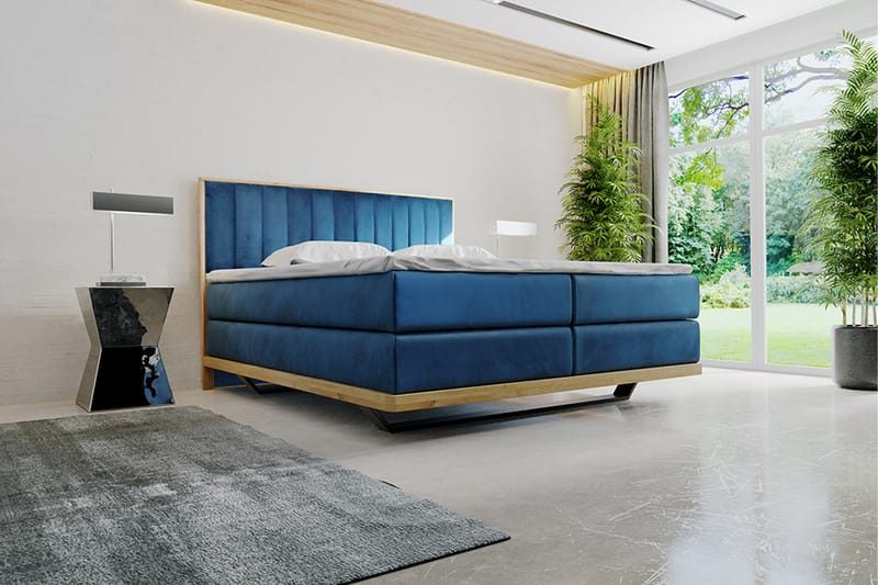 Komplett Sängpaket Lysed 140x200 cm - Blå - Kontinentalsäng - Komplett sängpaket