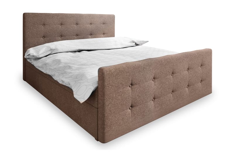 Komplett Sängpaket Milano 160x200 Knappad Gavel - Brun - Kontinentalsäng - Dubbelsäng - Komplett sängpaket