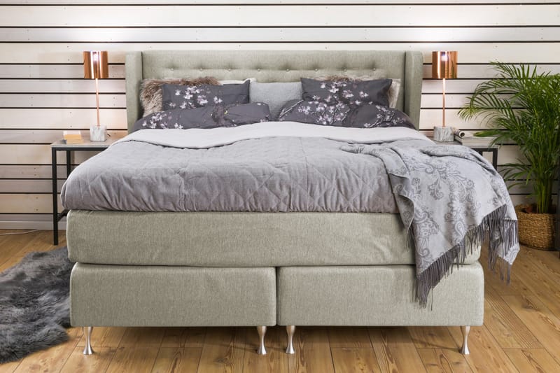 Komplett Sängpaket Mist 160x200 med Sidor Beige - Beige - Kontinentalsäng - Dubbelsäng - Komplett sängpaket