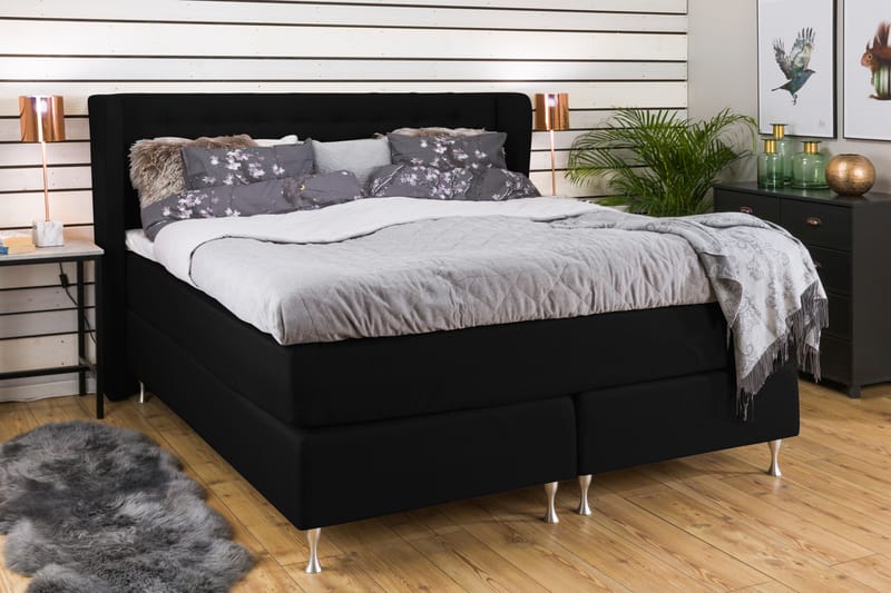 Komplett Sängpaket Mist 160x200 med Sidor Svart - Svart - Komplett sängpaket - Kontinentalsäng - Dubbelsäng