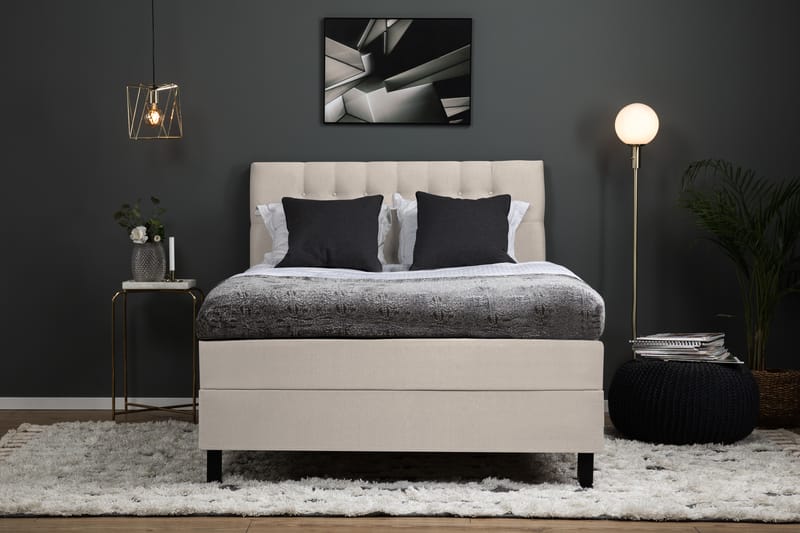 Komplett Sängpaket Olivia 120x200 Diamant Sänggavel Beige - Skum - Kontinentalsäng - Komplett sängpaket