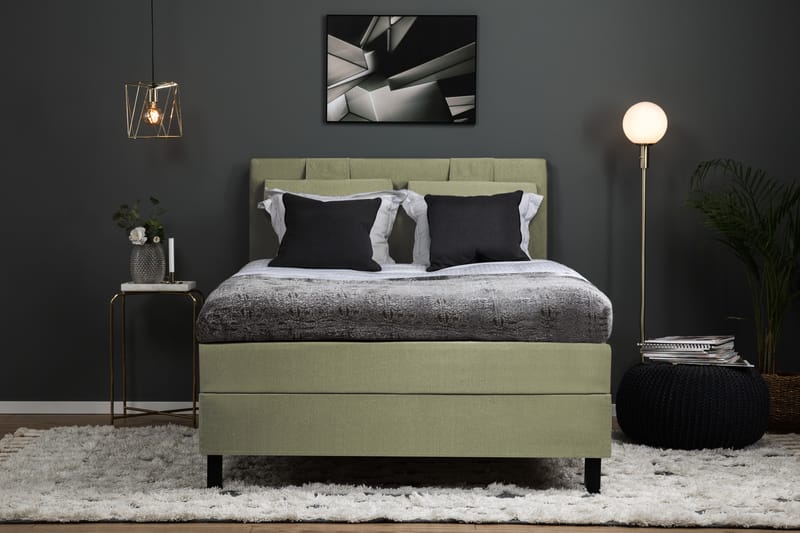 Komplett Sängpaket Olivia 120x200 Diamant Sänggavel Grön - Polyeter - Möbler - Säng - Kontinentalsäng