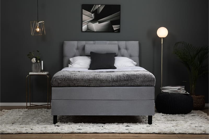 Komplett Sängpaket Olivia 120x200 Diamant Sänggavel Ljusgrå - Polyeter Nackkudde Stor - Möbler - Säng - Kontinentalsäng