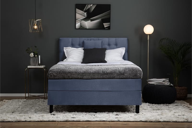 Komplett Sängpaket Olivia 120x200 Diamant Sänggavel Mörkblå - Polyeter Nackkudde Liten - Möbler - Säng - Kontinentalsäng