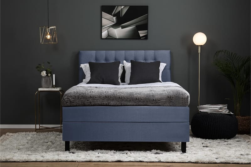 Komplett Sängpaket Olivia 120x200 Diamant Sänggavel Mörkblå - Polyeter - Möbler - Säng - Kontinentalsäng