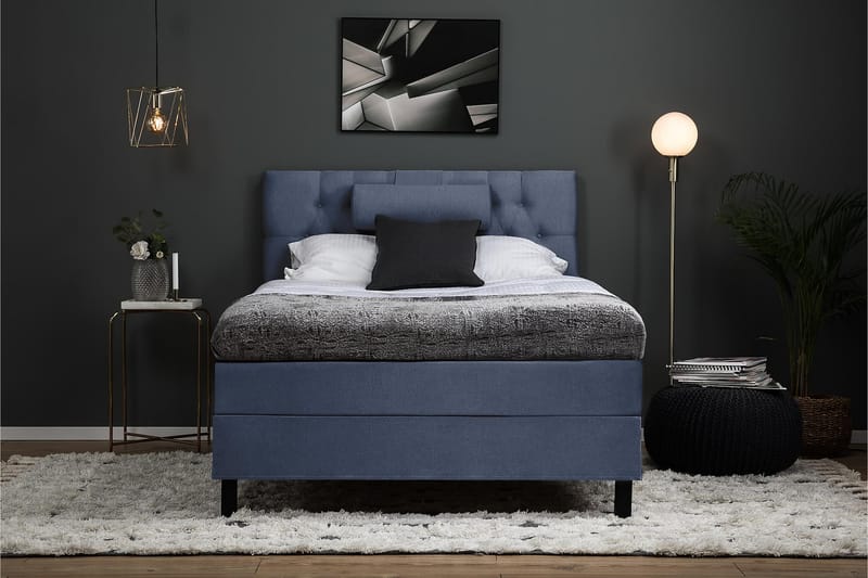 Komplett Sängpaket Olivia 120x200 Diamant Sänggavel Mörkblå - Polyeter Nackkudde Stor - Möbler - Säng - Kontinentalsäng