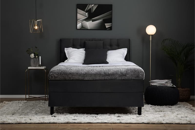 Komplett Sängpaket Olivia 120x200 Diamant Sänggavel Svart/Gr - Polyeter Nackkudde Liten - Möbler - Säng - Kontinentalsäng